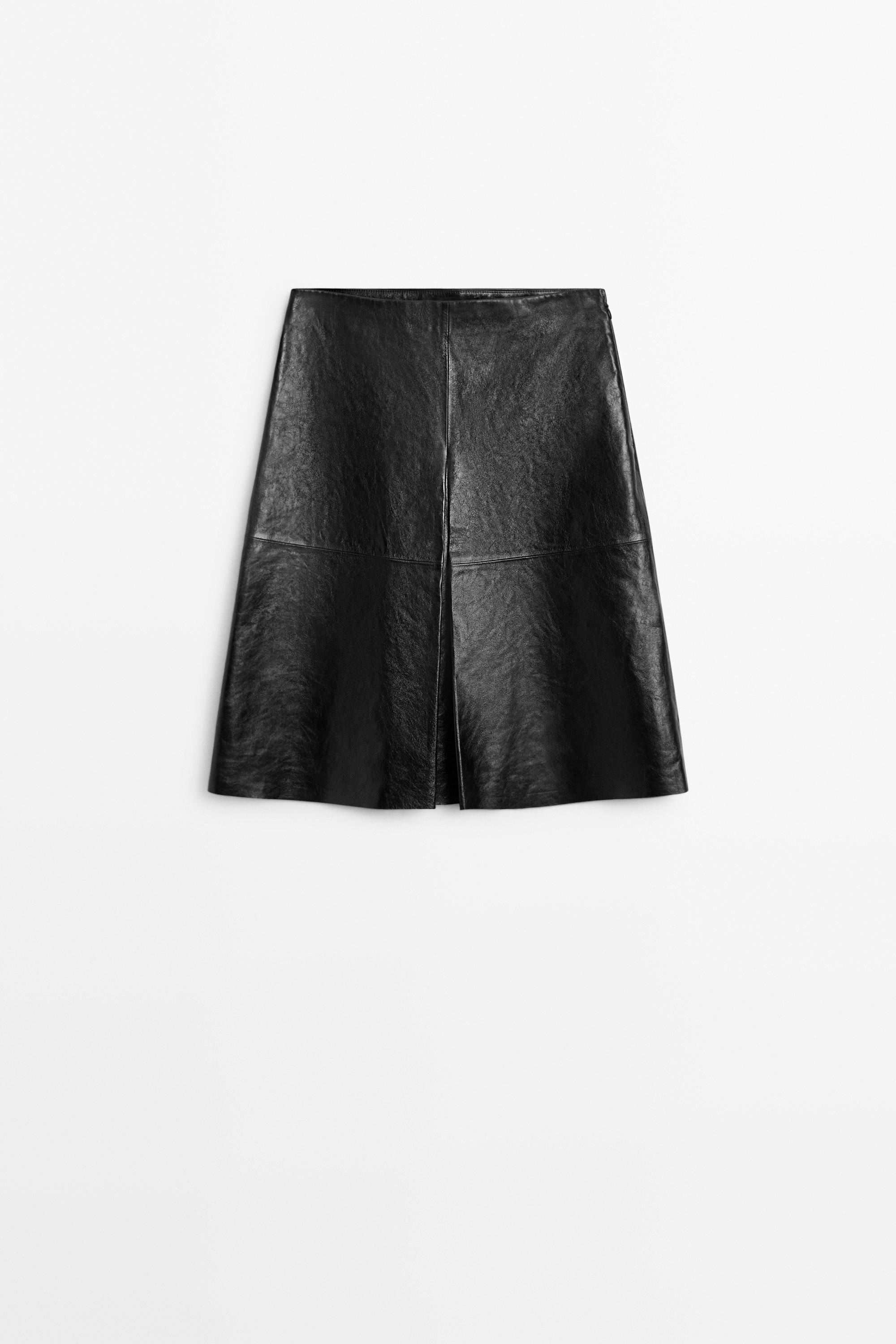 Jupe courte en cuir nappa